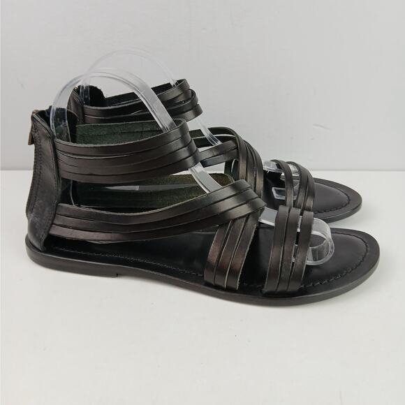 Garnet Hill SZ 8.5 Giselle Italian Strappy Gladiator Sandals in Black - Picture 3 of 7